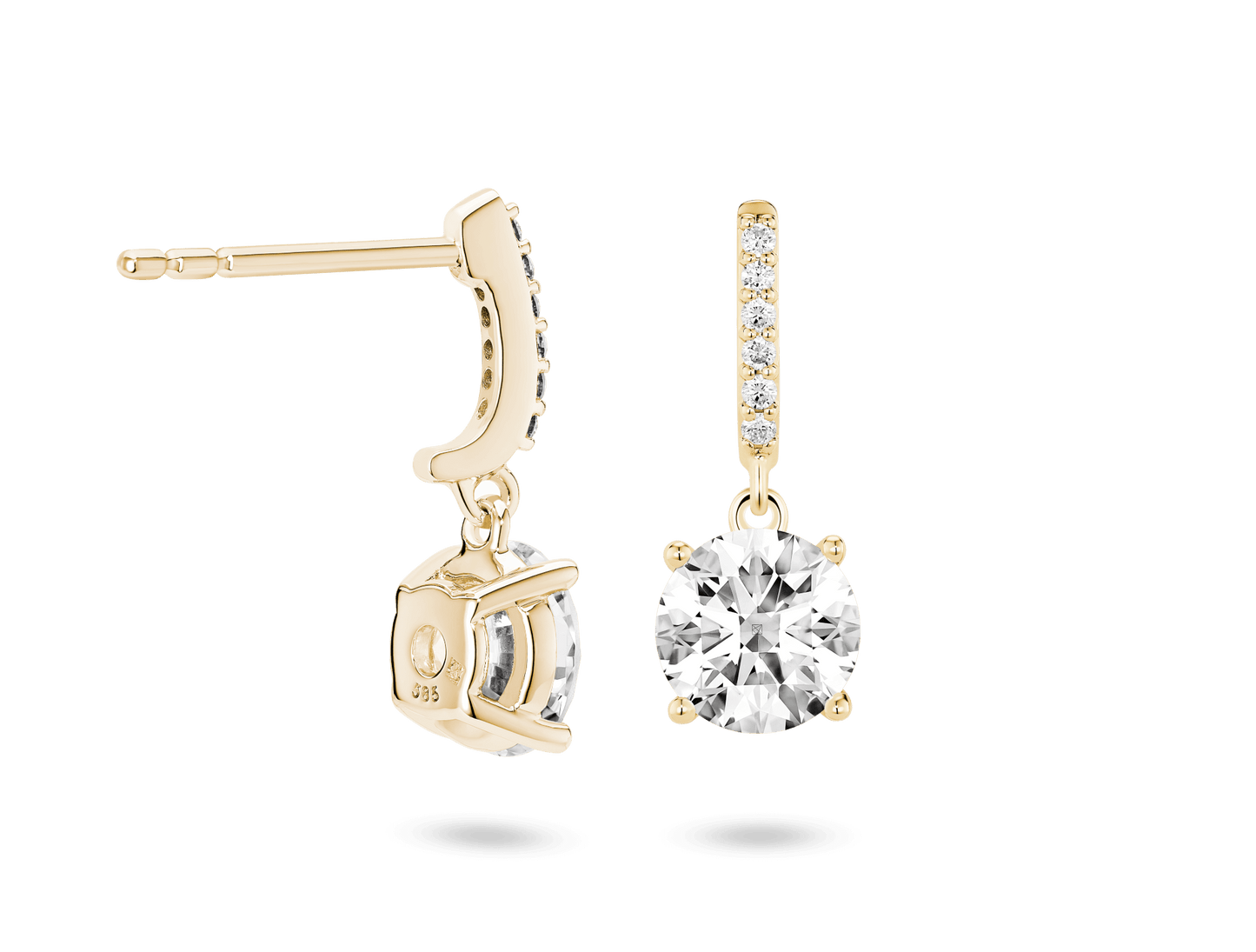 Lab-Grown Diamond 2ct. tw. Round Brilliant Solitaire Drop Earrings | White