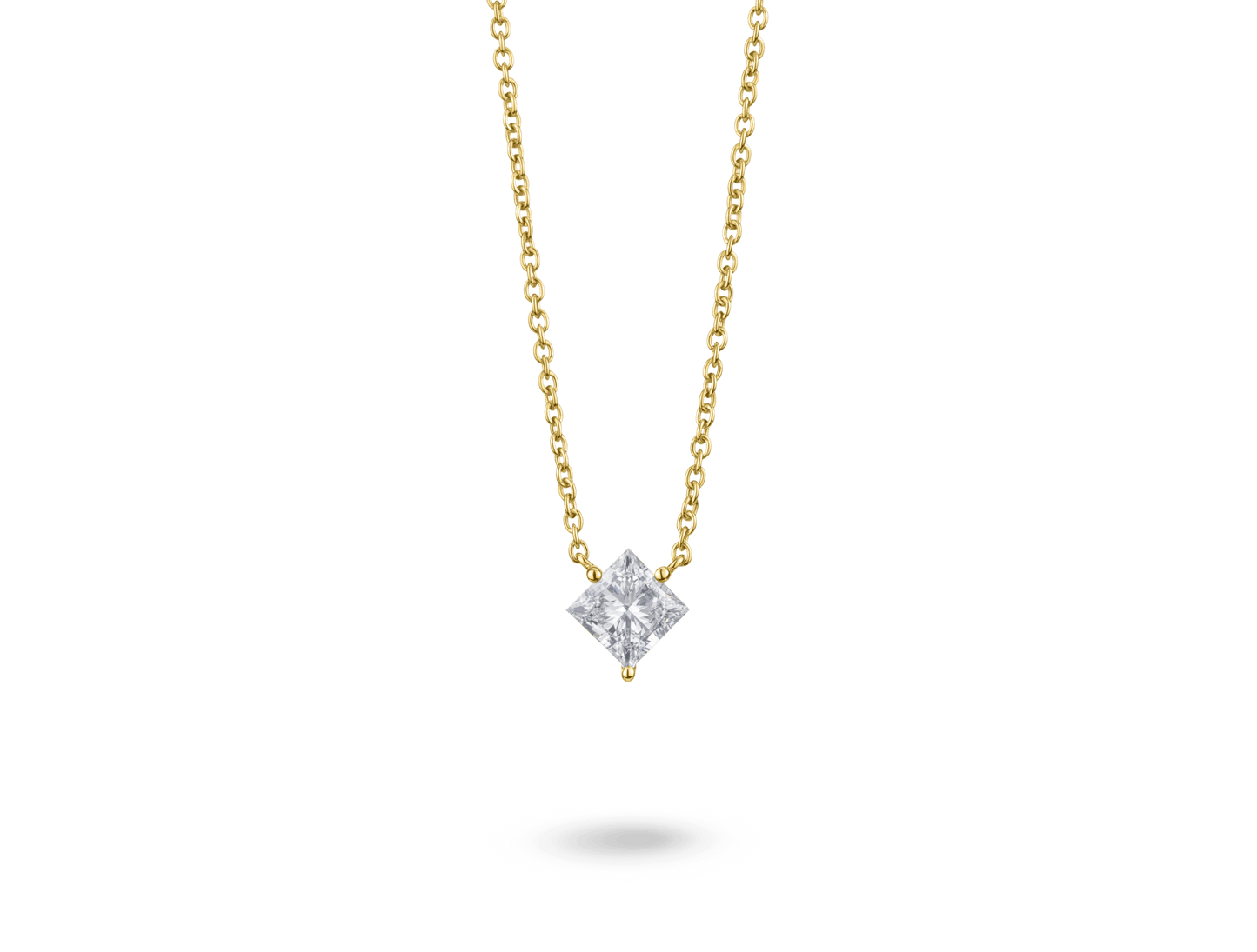 Lab-Grown Diamond 1ct. Princess Cut 14k Gold Pendant | White