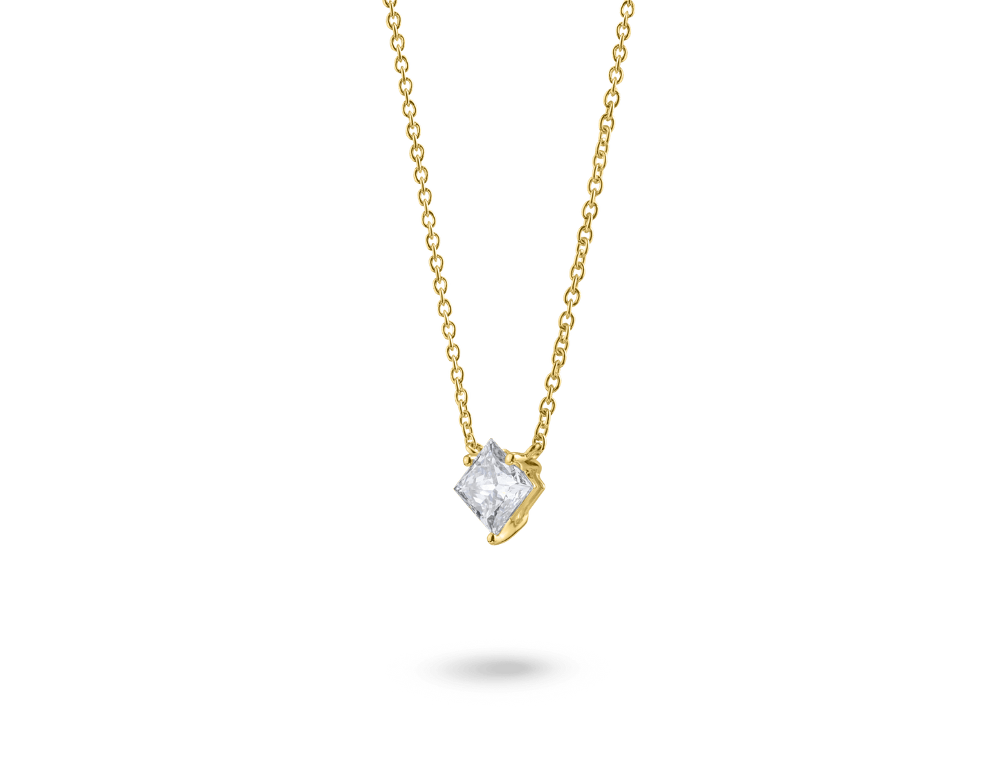 Lab-Grown Diamond 1ct. Princess Cut 14k Gold Pendant | White