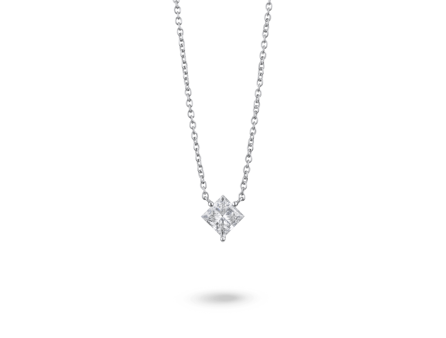 Lab-Grown Diamond 1ct. Princess Cut 14k Gold Pendant | White