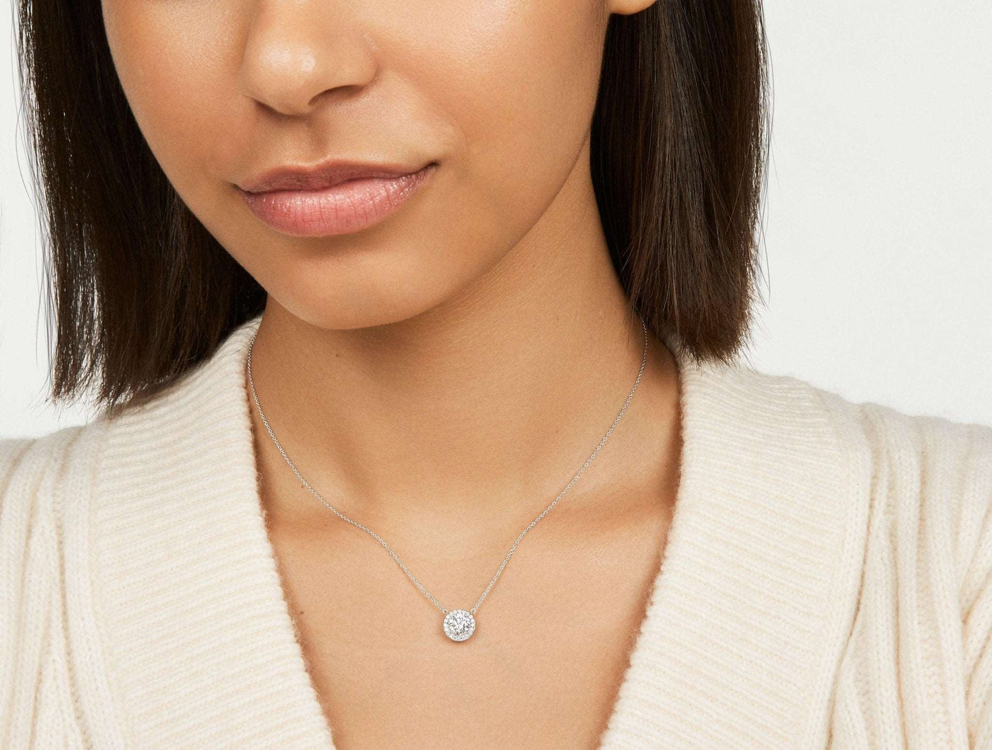 Lab-Grown Diamond 1ct. tw. Halo 14k Gold Pendant | White