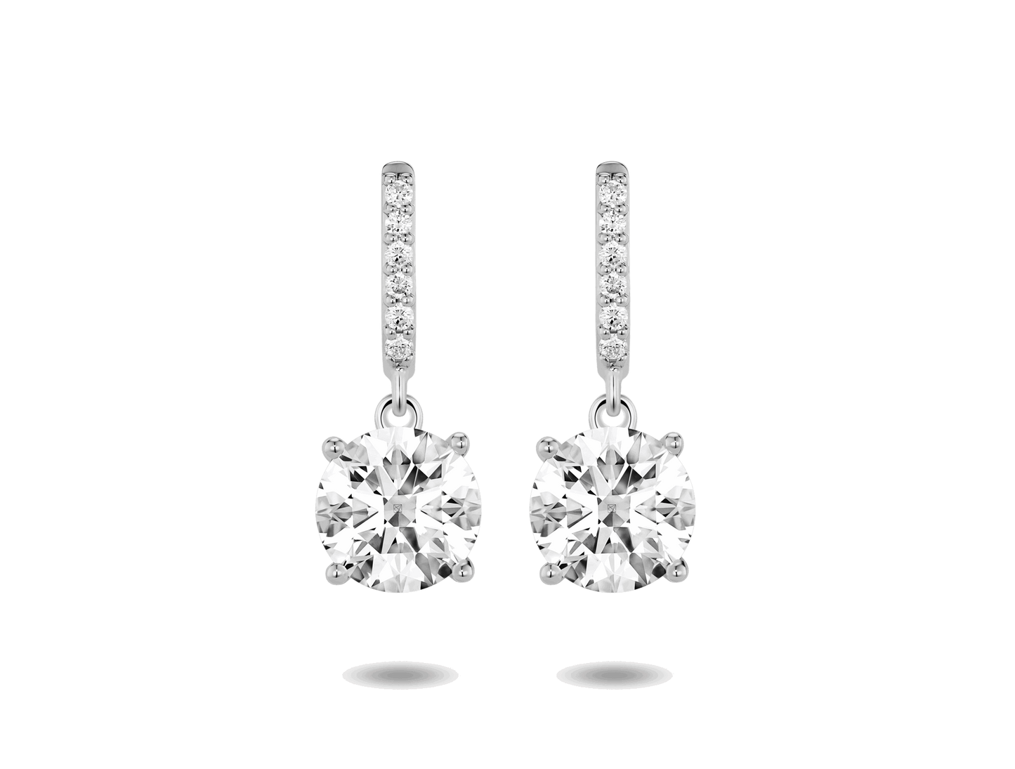 Lab-Grown Diamond 2ct. tw. Round Brilliant Solitaire Drop Earrings | White