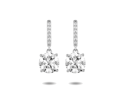 Lab-Grown Diamond 2ct. tw. Round Brilliant Solitaire Drop Earrings | White