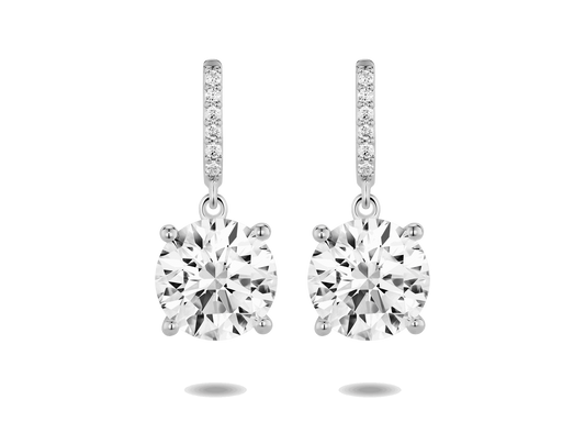 Lab-Grown Diamond 4ct. tw. Round Brilliant Solitaire Drop Earrings | White