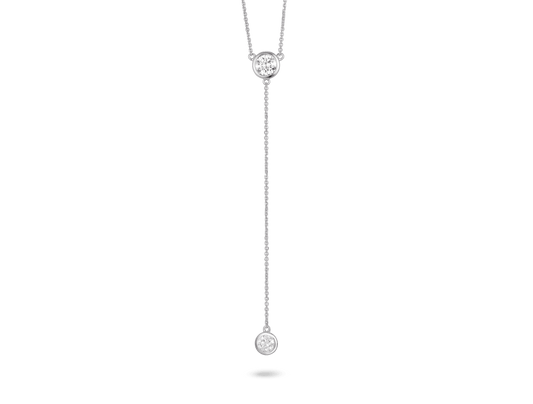 Lab-Grown Diamond ¾ct. tw. Round Brilliant Bezel Lariat Pendant | White