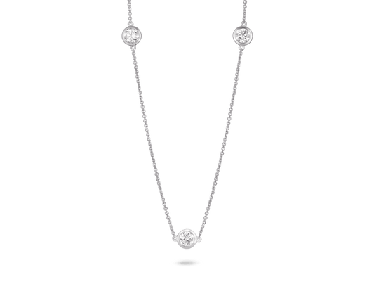 Lab-Grown Diamond ¾ct. tw. Round Brilliant Bezel Station Pendant | White